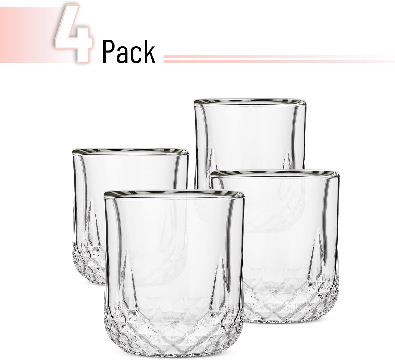 BTaT- Double Wall Whiskey Glasses, Set of 4, Bourbon, Cocktail, Scotch, Old Fashioned, Rocks, Crystal, Vodka, Drinking - Image 2