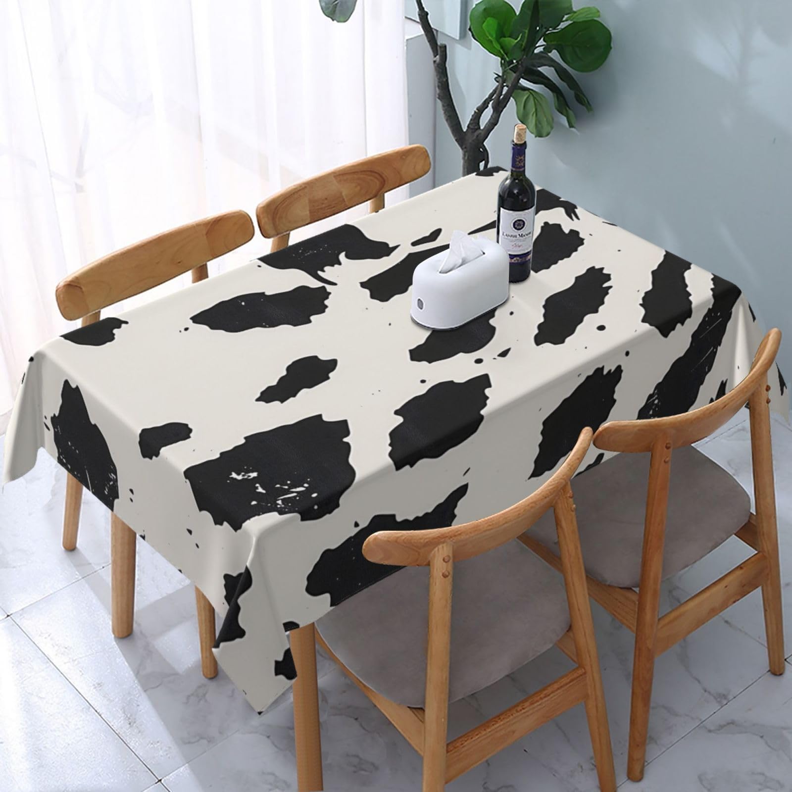 WPKJU Cow spot Printed Tablecloth Water Resistant Table Cover Washable Rectangle Table Cloth for Tables 54x72 in