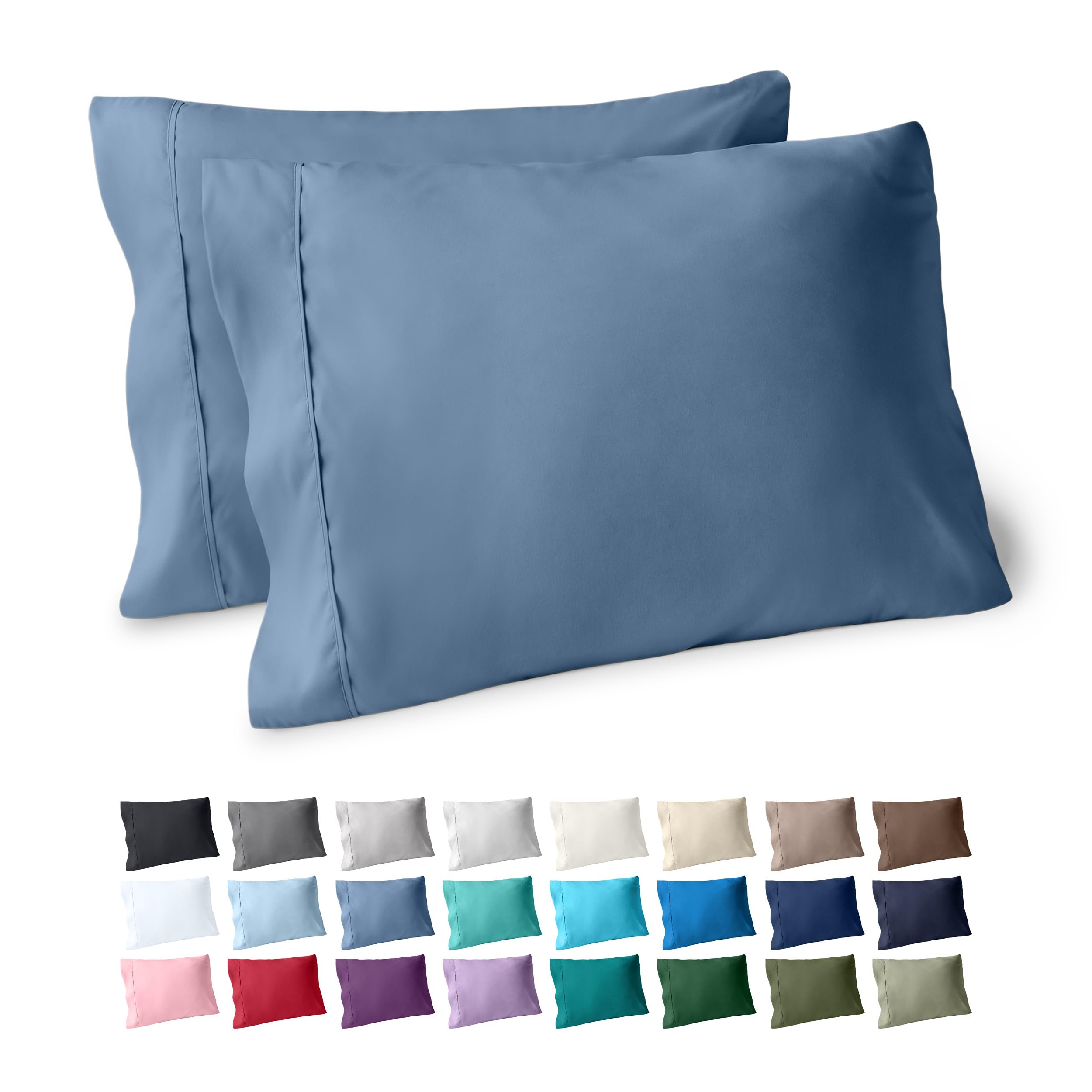 Bare Home Pillowcases Open End (King Set of 2, Coronet Blue)