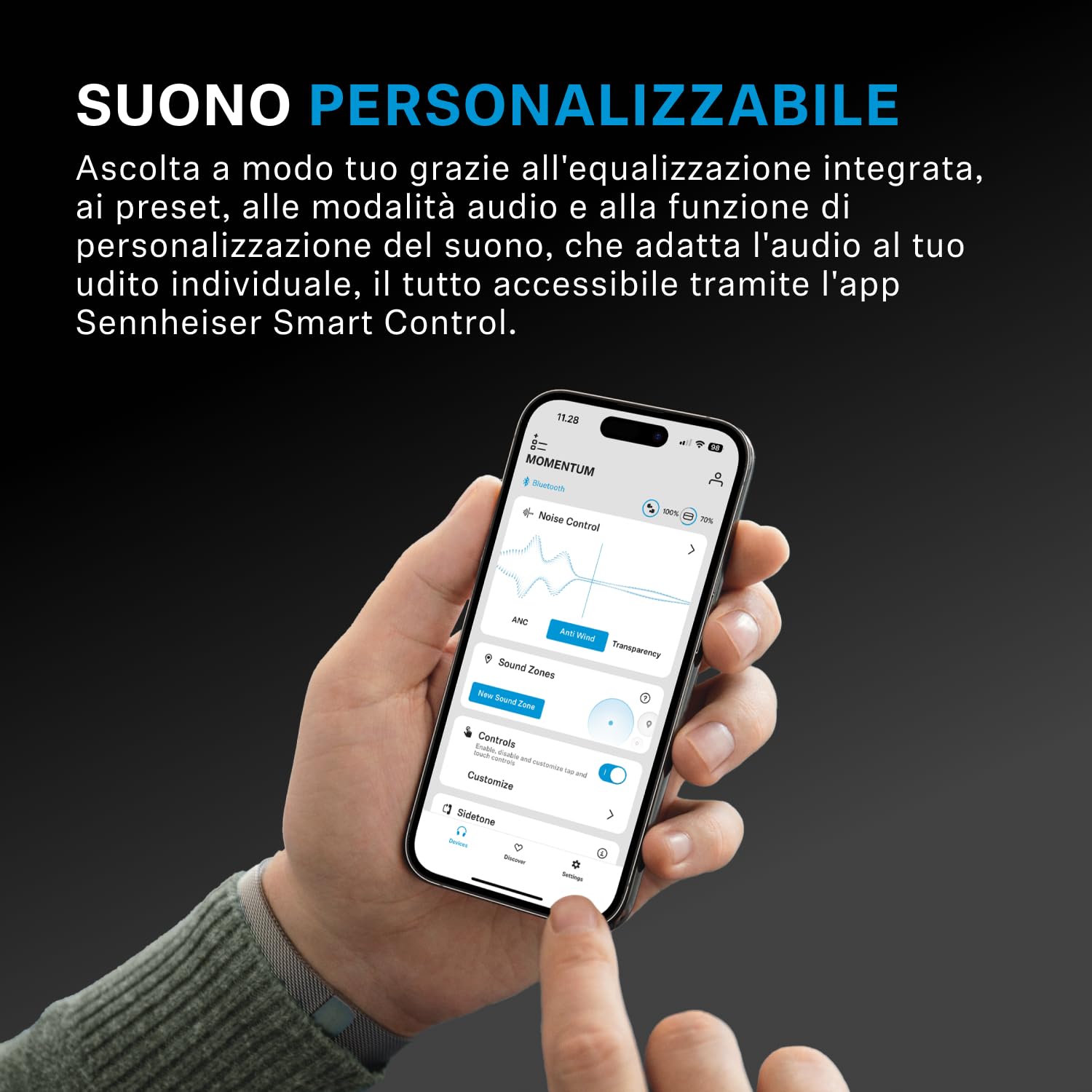 Sennheiser MOMENTUM 4 Wireless Special Edition: Bluetooth per telefonate cristalline con cancellazione adattiva del rumore, 60 h di autonomia e design pieghevole leggero, Nero/Rame - Vista 7
