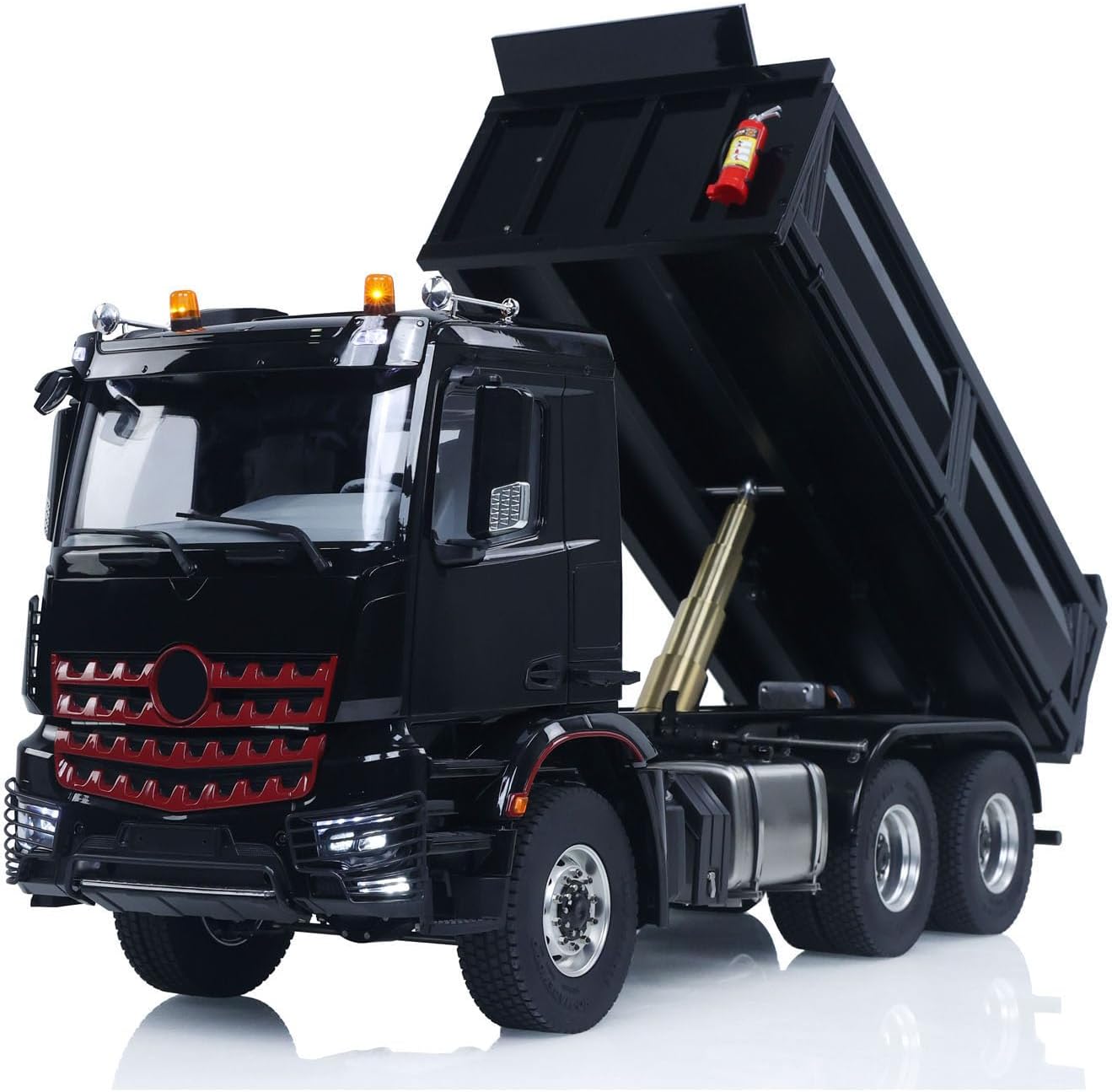 Metal Chassis Model RTR 1/14 RC Hydraulic Dumper 2Speed Remote Control Tipper Car 3Axles NO Lock Differential Axle Radio Battery Hobby Grade Model for Adult(Black)