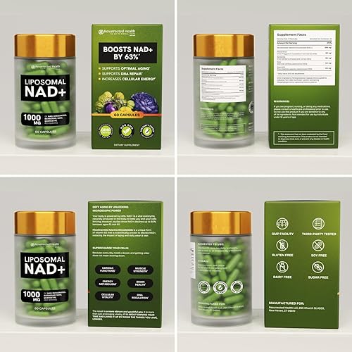 Miniatura 9 de Suplementos liposomales NAD para mujeres Resveratrol NAD + Suplemento con berberina, quercetina, noni  Aumenta el NAD antienvejecimiento, apoyo