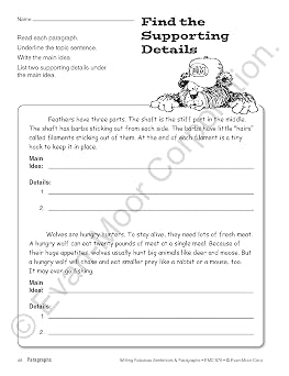 Evan-Moor Writing Fabulous Sentences & Paragraphs, Grades 4-6, Homeschool & Classroom Workbook, Activities, Main Ideas, Topic Sentences, Figurative Language, Descriptive Details, Writing Skills