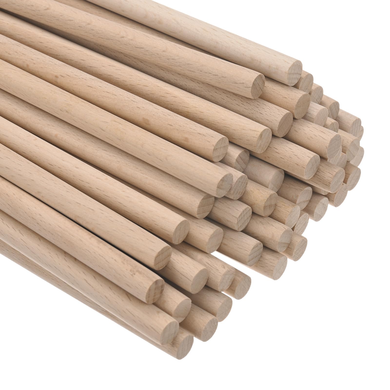 M METERXITY 50-Pack Dowel Rods Wood Sticks, 5/16 x 4 Inch Wooden Dowel Rods, Unfinished Hardwood Sticks