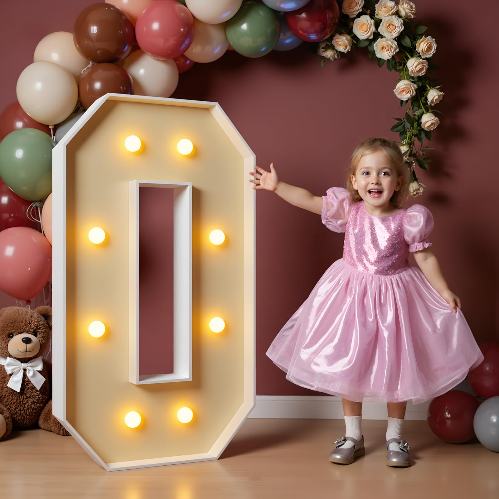 Photo 1 of imprsv 3FT Light Up Numbers, Marquee Numbers 0 for Birthday and Anniversary Party Decorations, Large Light Up 0, Pre-Cut Foam Board Kit
