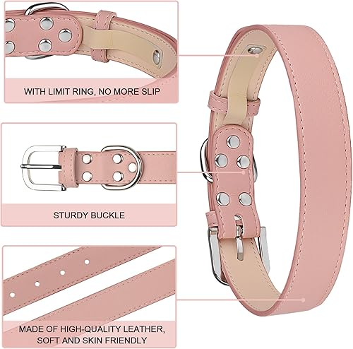 Miniatura 4 de Collar de cuero para perro pequeño, mediano y grande, ajustable, impermeable, con hebilla de aleación, resistente para cachorros y gatitos