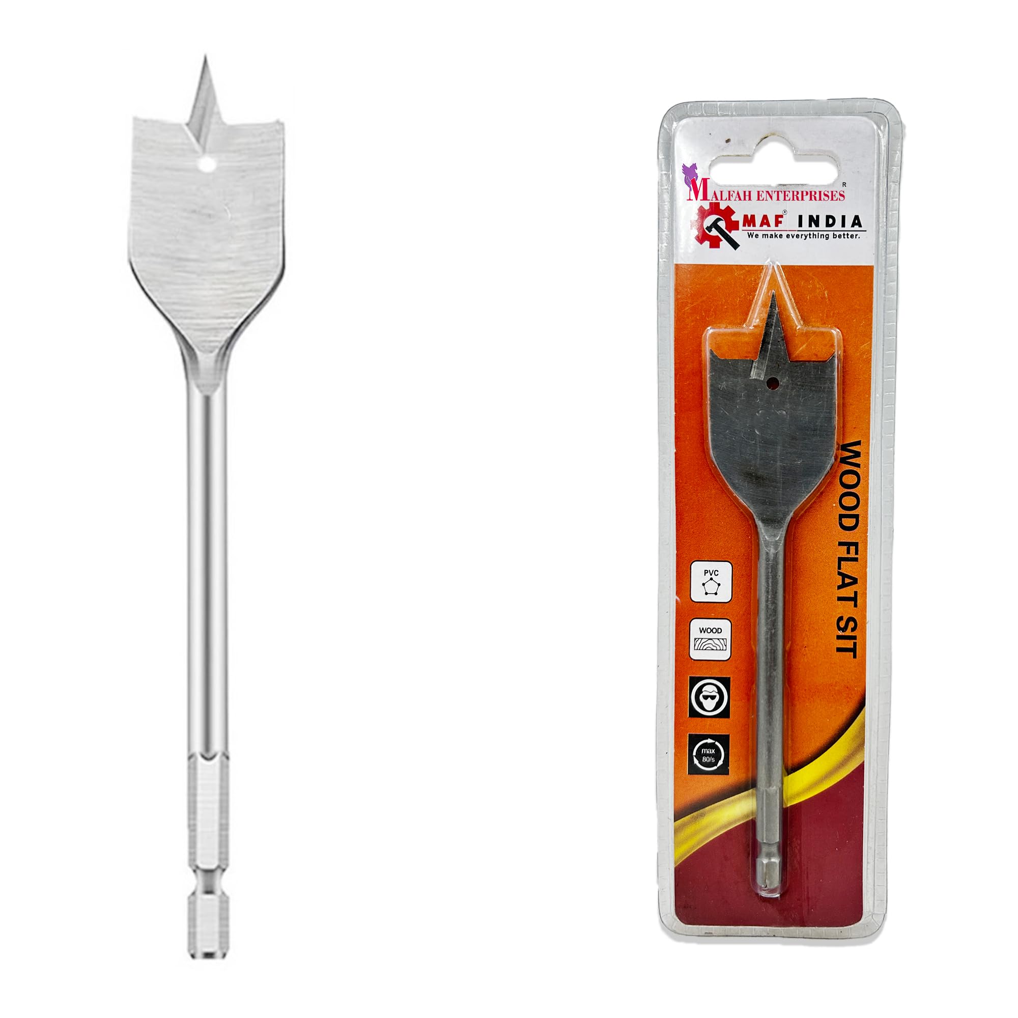 Malfah Enterprises Wood Flat Bit High Carbon Steel, Best tool For Carpenter For Spade Boring In Wood, Plastic, PVC Maf Plain 35 MM (B0CH8GC6P2) Amazon Price History, Amazon Price Tracker