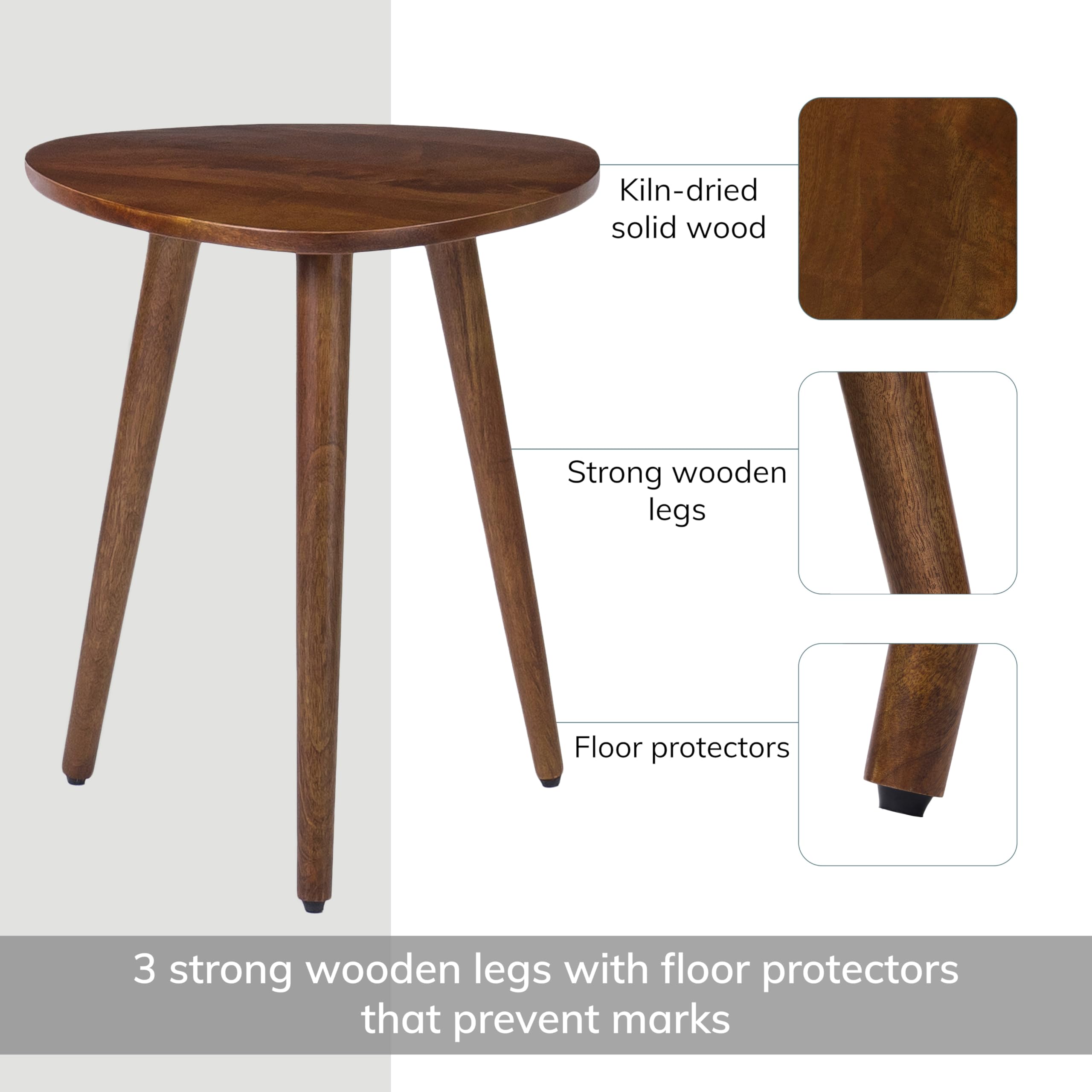 MH London Bond Wooden Triangle End Table - Exclusively Designed Modern Small Side Table. Hand Crafted - Wooden Side Table - Contemporary Design for Small End Tables for Bedroom and Living Room