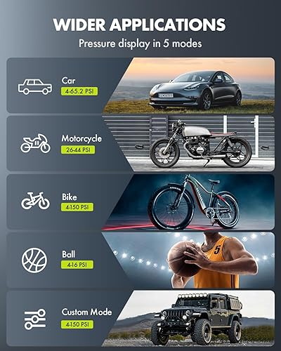 Miniatura 6 de Anykit Inflador de neumáticos inalámbrico portátil resistente, compresor de aire de doble cilindro, bomba de aire para camiones inflado 4 veces más