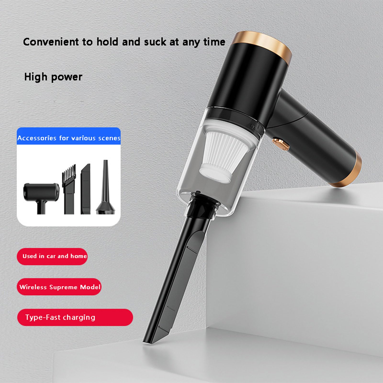 aspiradora para coche, Recargable por USB con batería de gran capacidad