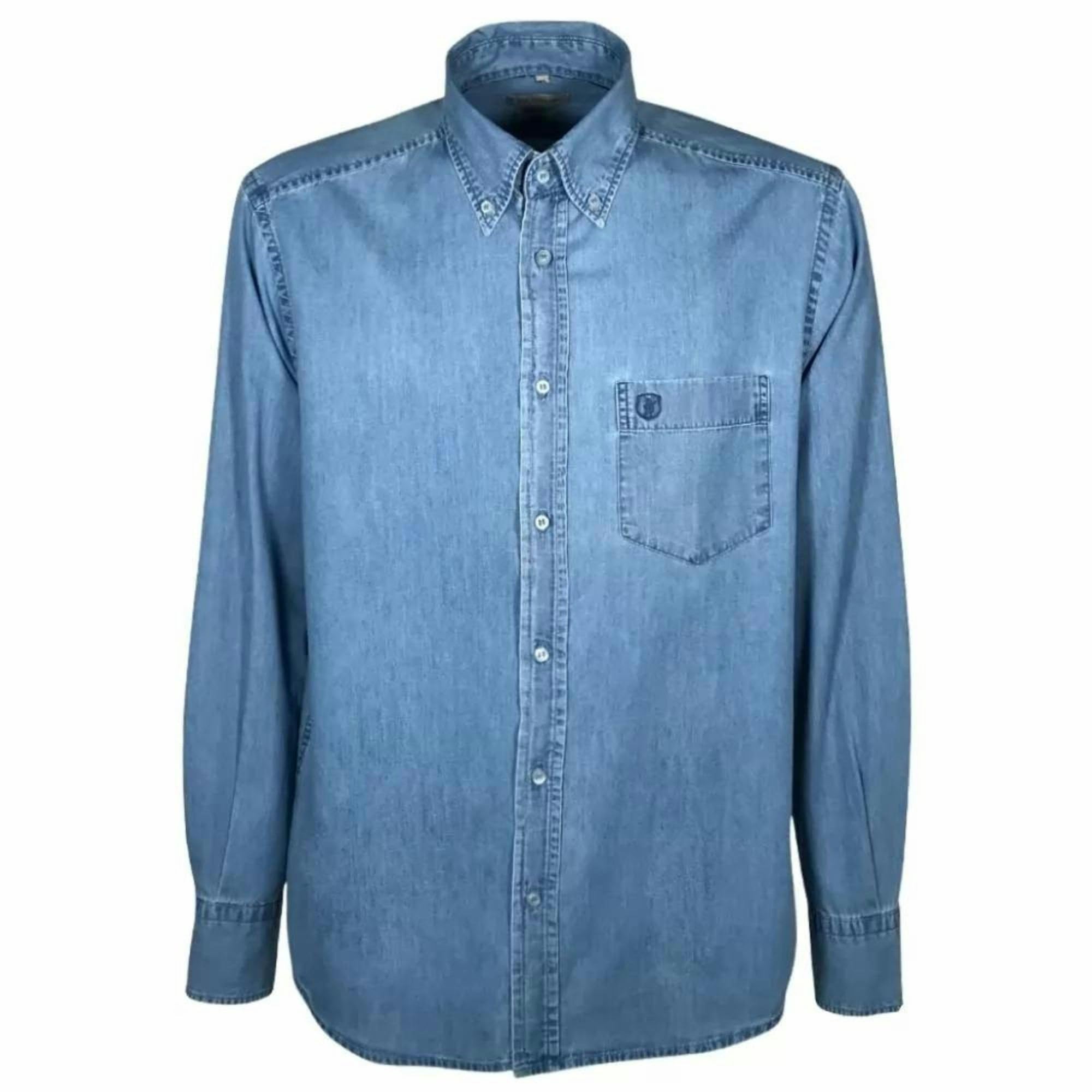Sea Barrier Camicia Jeans Denim da 4XL a 7XL Set 1 o 3 Pezzi Leggera in Puro Cotone Button Down Taglie Forti Uomo