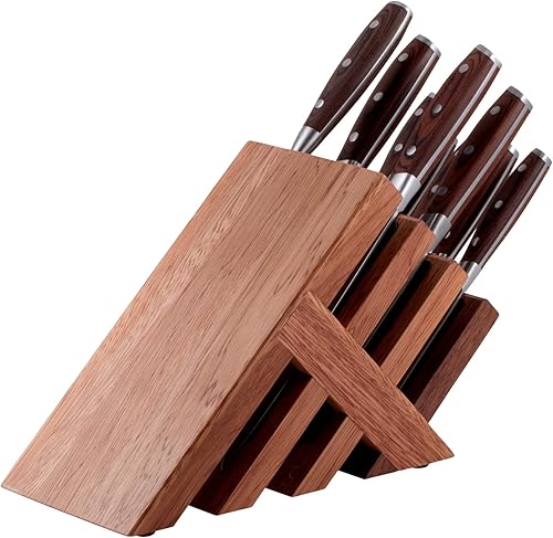 Miniatura 1 de Messermeister Avanta - Juego de bloques de cuchillos Pakkawood de 10 piezas acero inoxidable alemán X50 incluye 4 cuchillos especiales tenedor