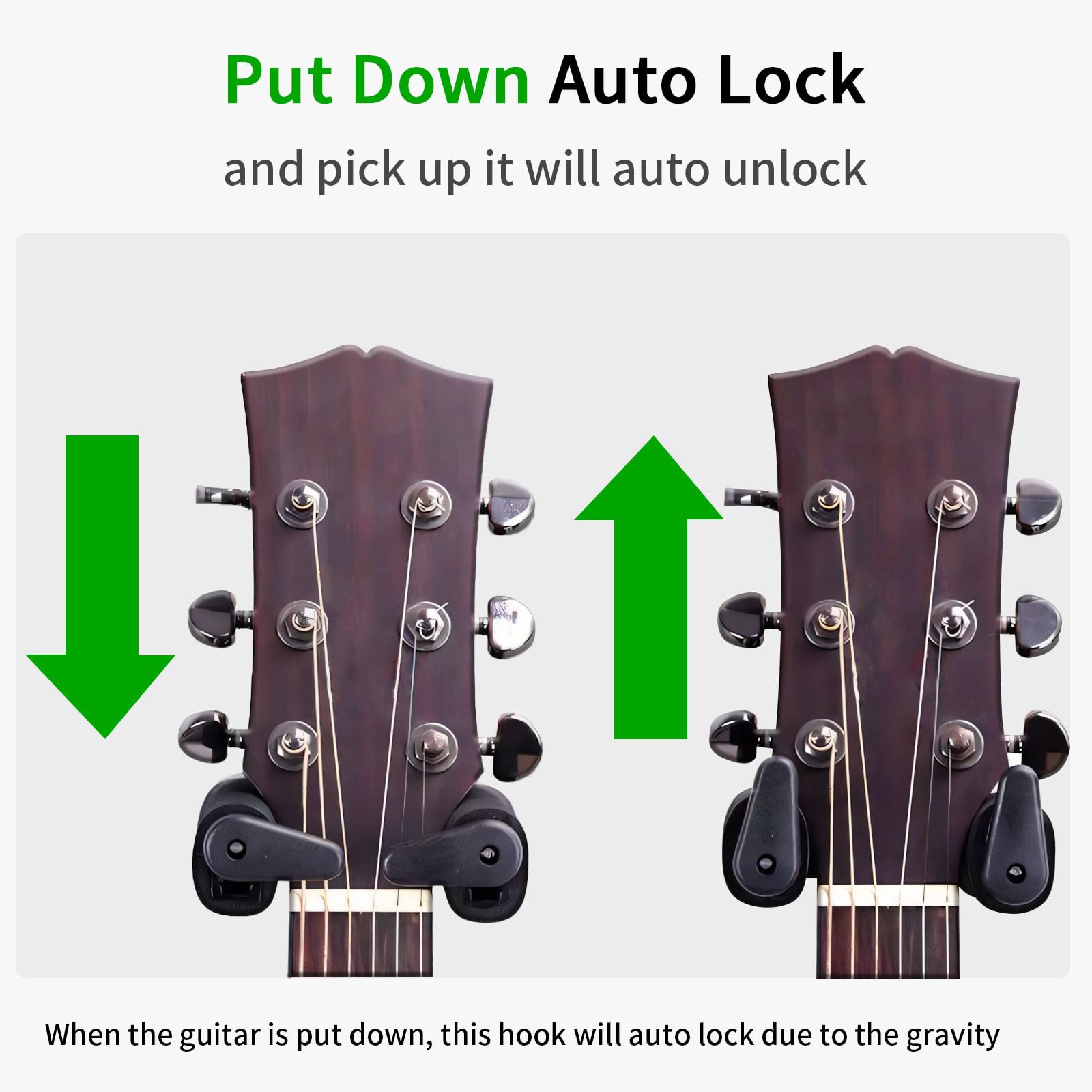 Singzhu Guitar Wall Mount Hanger with Auto Lock, Sponge Protection, Wooden Base