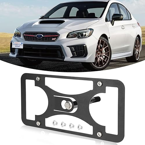 Heavy Duty Front License Plate Holder Compatible with Subaru WRX and STI 2015-2026 No Drill Tow Hook License Plate Frame Rattle Proof Replacement Bracket with Mounting Kit for Easy Installation