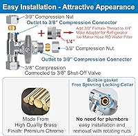 Vista 5 de YUHX Válvula Add-A-Tee de parada angular de latón, salida de compresión de 3/8 pulgadas conexión fácil desviador de 3 vías 3/8"x3/8"x1/4" o 3/8
