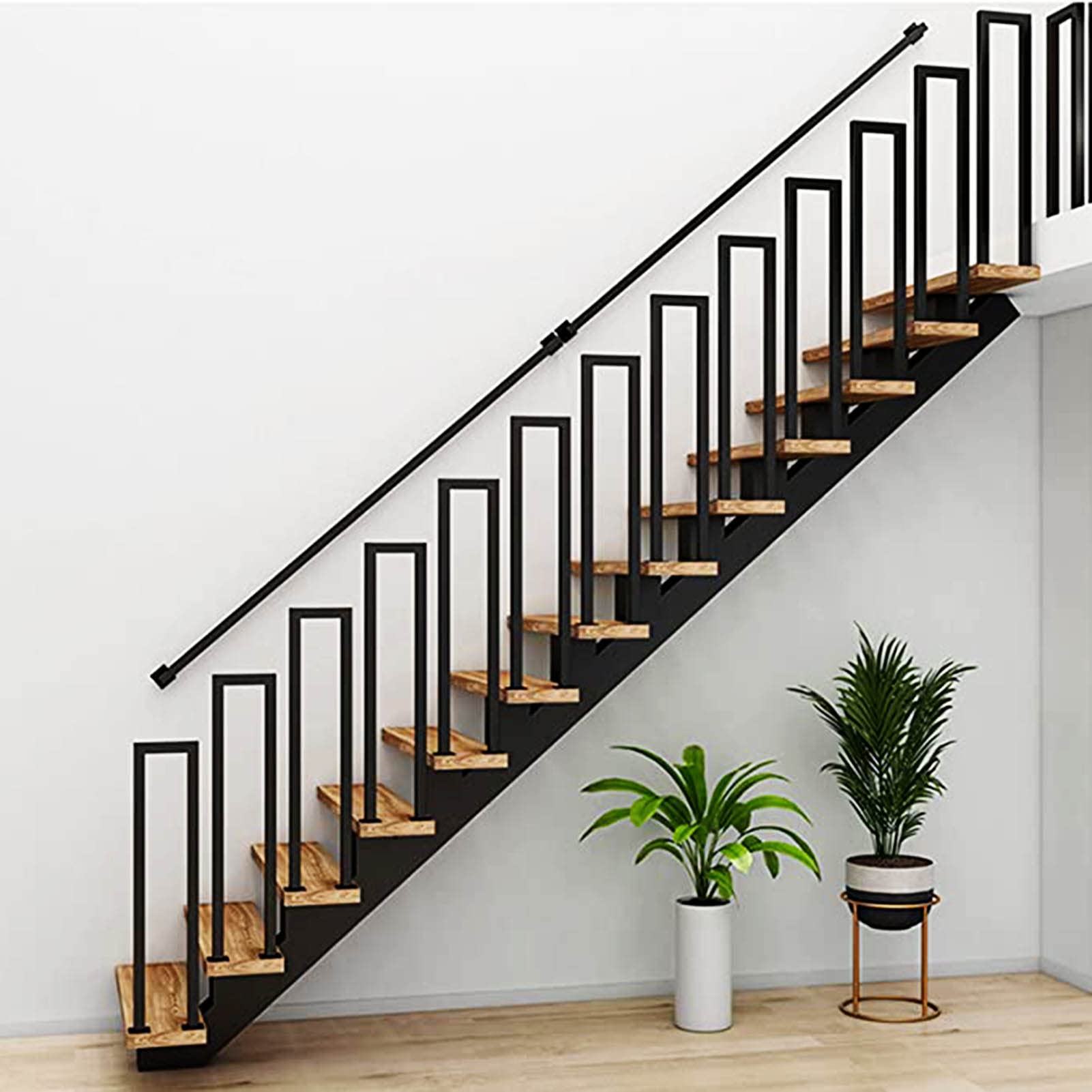 Indoor Stair Railing U Shaped Stair Handrail Stair Handrail Outdoor Stair Handrail Black Handrail For Balconies Hallways Apartments Villas (U Black, U -90cm