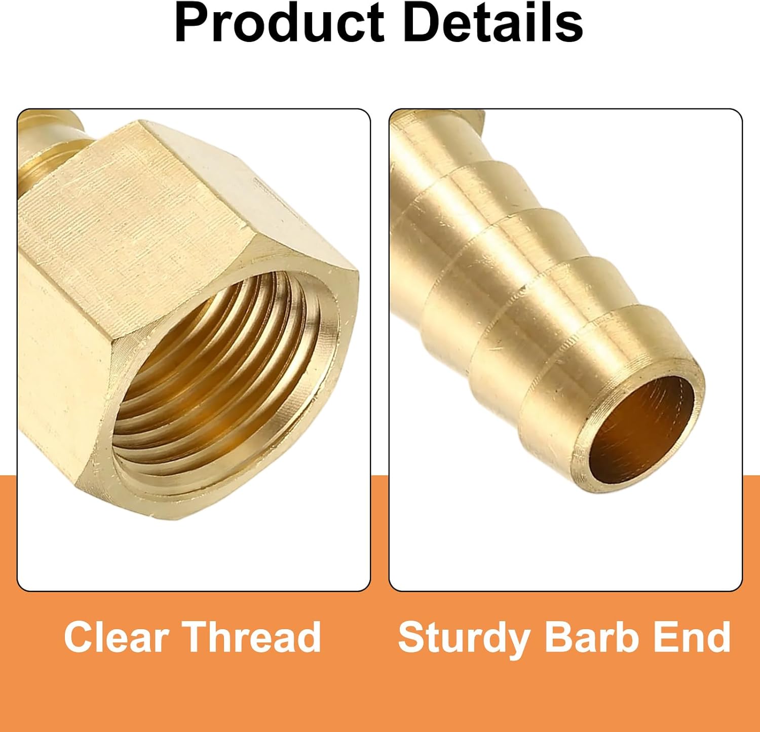 uxcell Brass Hose Barb Fitting, 1/2" Barb x 1/2" NPT Female Hose Connector with Hose Clamps for Water Fuel Gas Oil Transportation
