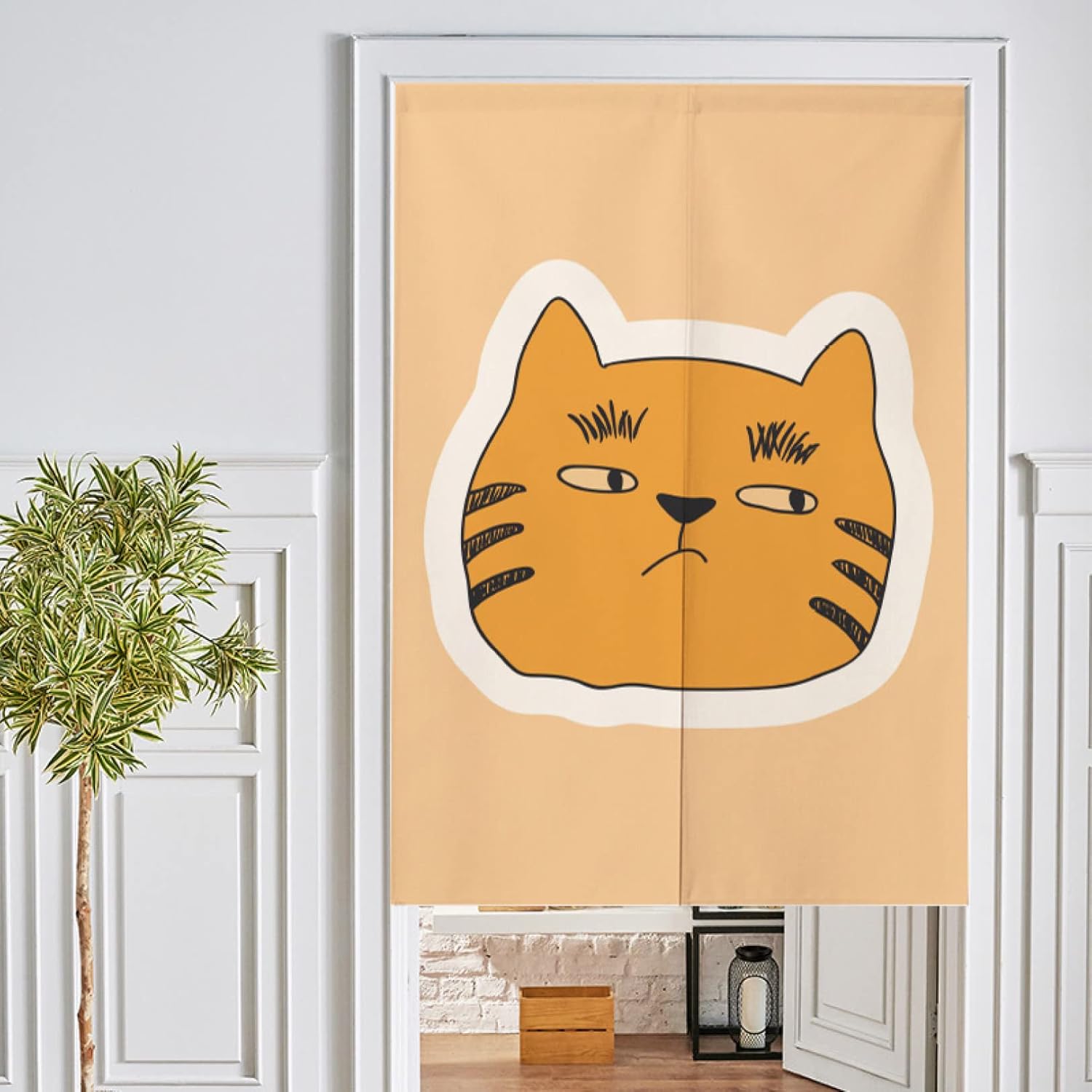 のれん 天然素材 綿麻 間仕切り パーテーション ねこ 75x120cm シンプル やわらか 軽ふわ ガーゼタイプ 可愛い 綿 間仕