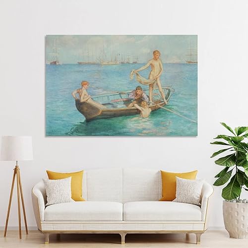 Miniatura 4 de Henry Scott Tuke - August Blue', 1896 - Póster decorativo para pared de sala de estar, dormitorio, 16 x 24 pulgadas (15.7 x 23.6 in)