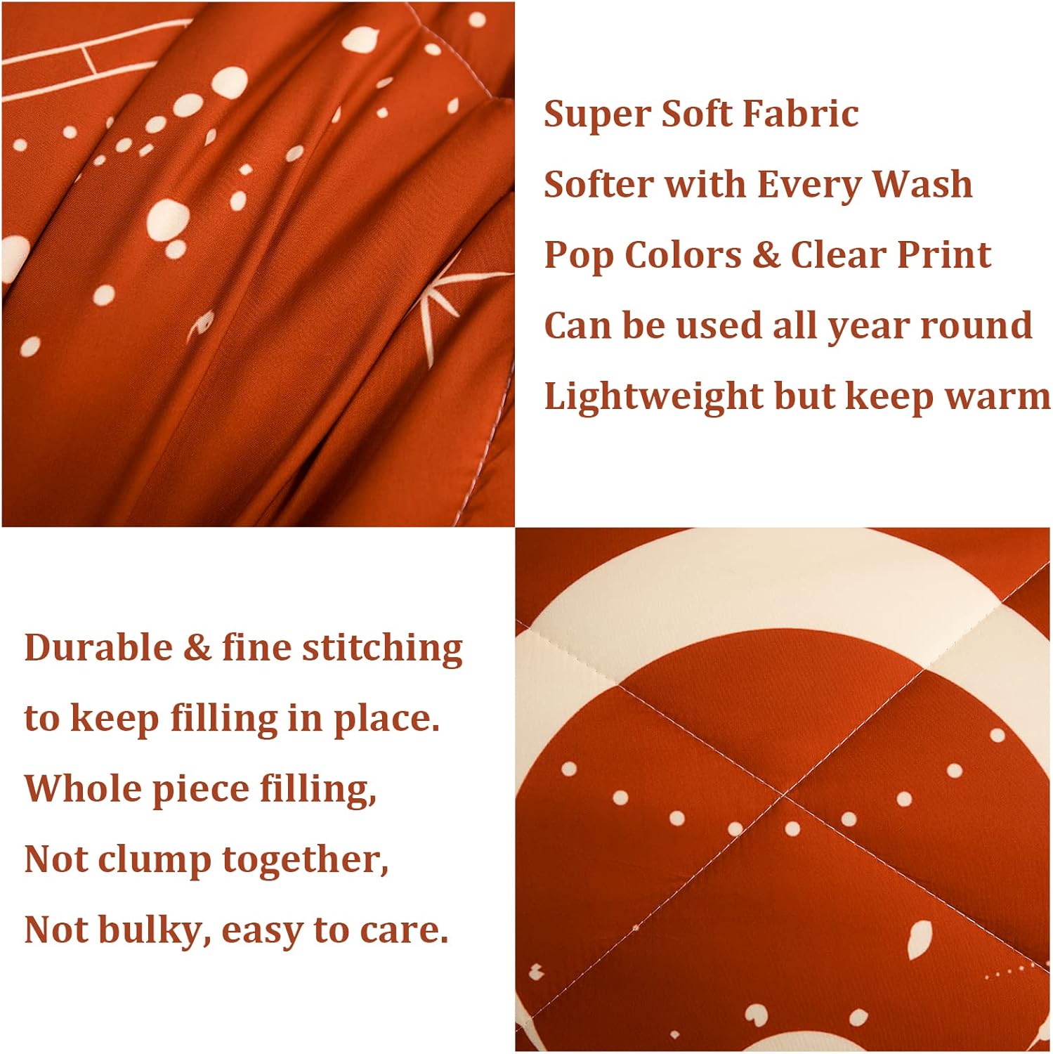 Celestial Bdding 7 Pieces Burnt Orange Comforter Set Boho Bedding Witchy Bedding Set Hippie Bed Set Starry Galaxy Comforter Set Sun and Moon Bed Set Queen