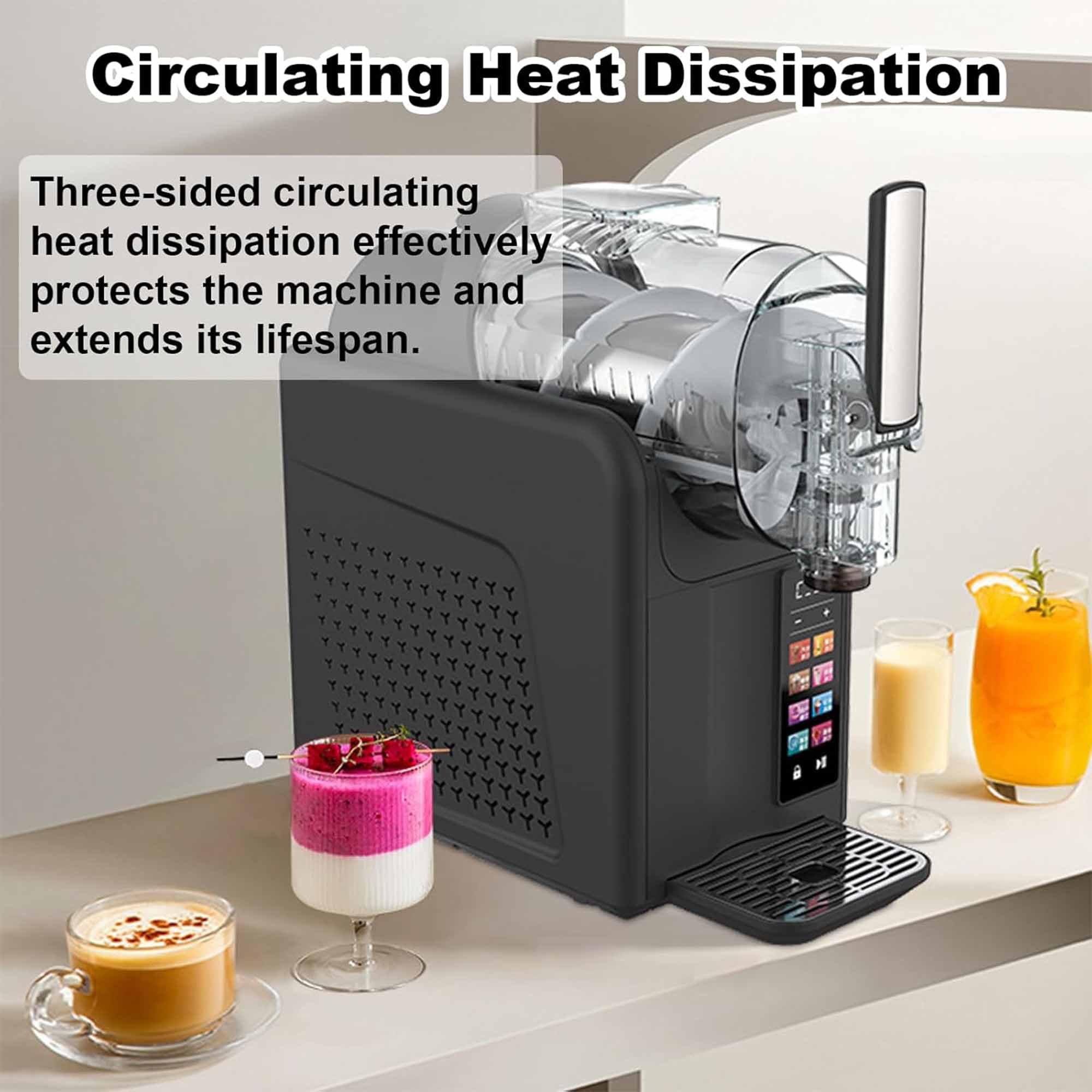 Máquina De Bebidas Congeladas De 185w, Máquina De Granizados De 2l, Diseño Autolimpiante Y Desmontable, 7 Modos Preestablecidos, Para Casa/café black