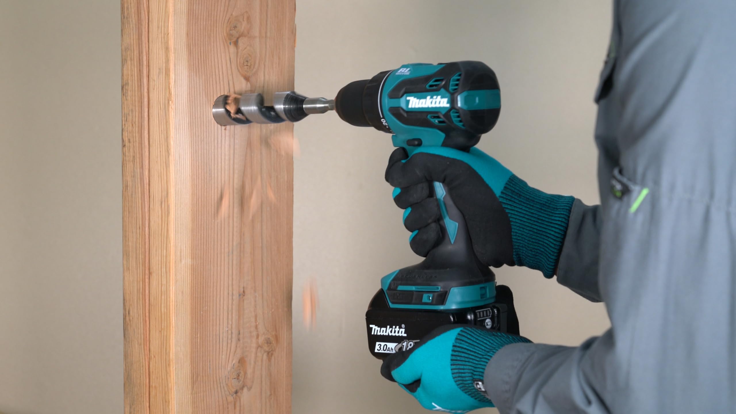 Makita DHP490RFX3 - Trapano avvitatore a percussione a batteria, 18 V/3,0 Ah, 2 batterie + caricatore in valigetta + set di accessori da 74 pezzi