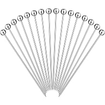 16 PCS Reusable Cocktail Picks, Martini Garnish Skewers, 4.3 Inches Long Stainless Steel Cocktail Toothpicks, Cocktail Sticks for Olives Appetizers Fruit Silver