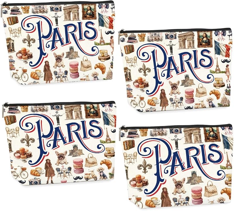 Necessaire de viagem WFDN com estampa Paris, 4 unidades