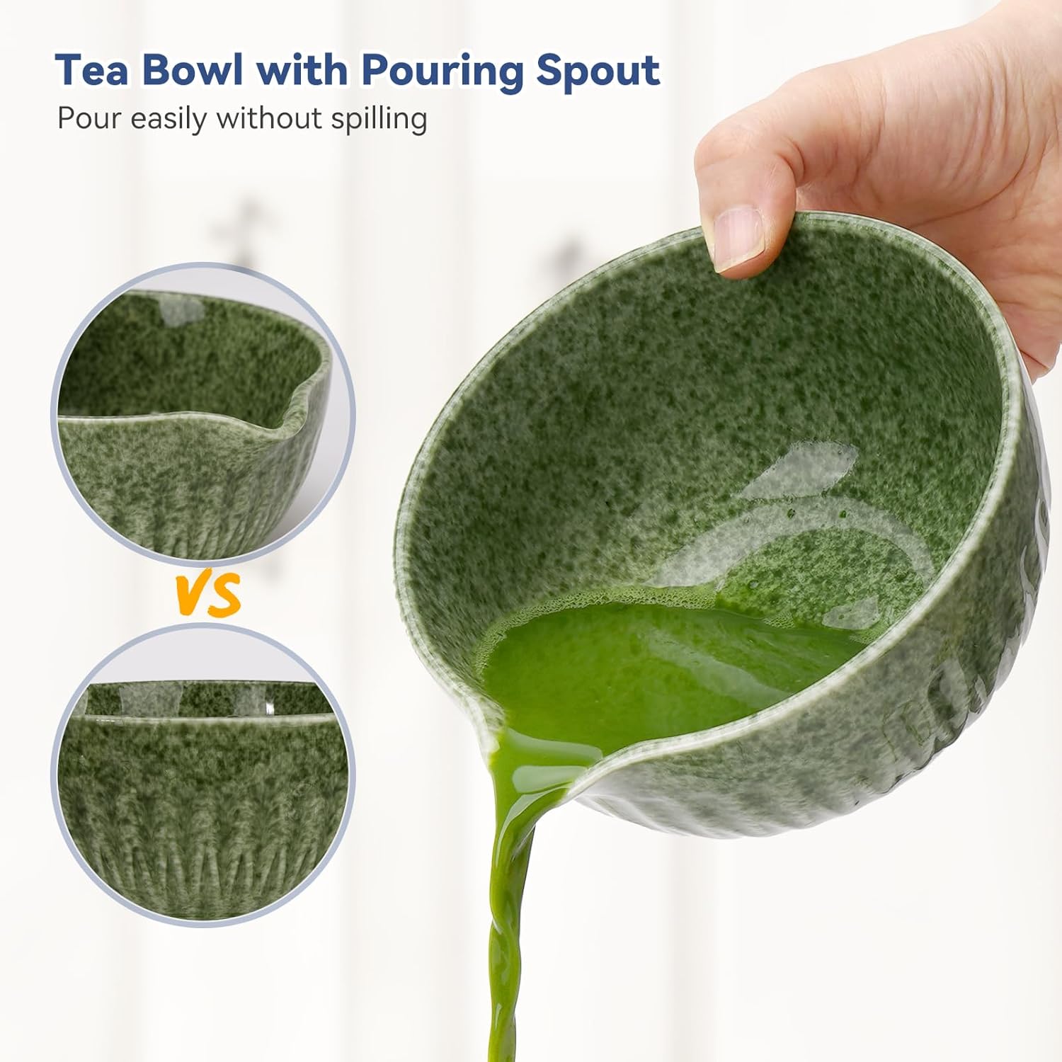 Matcha Whisk Set, 10-Pcs Matcha Kit, Bamboo Whisk and Bowl with Spout & Measuring Spoon & Cup, Japanese Tea Making Tools, Complete Matcha Gift Set for Starter, Mottled Green