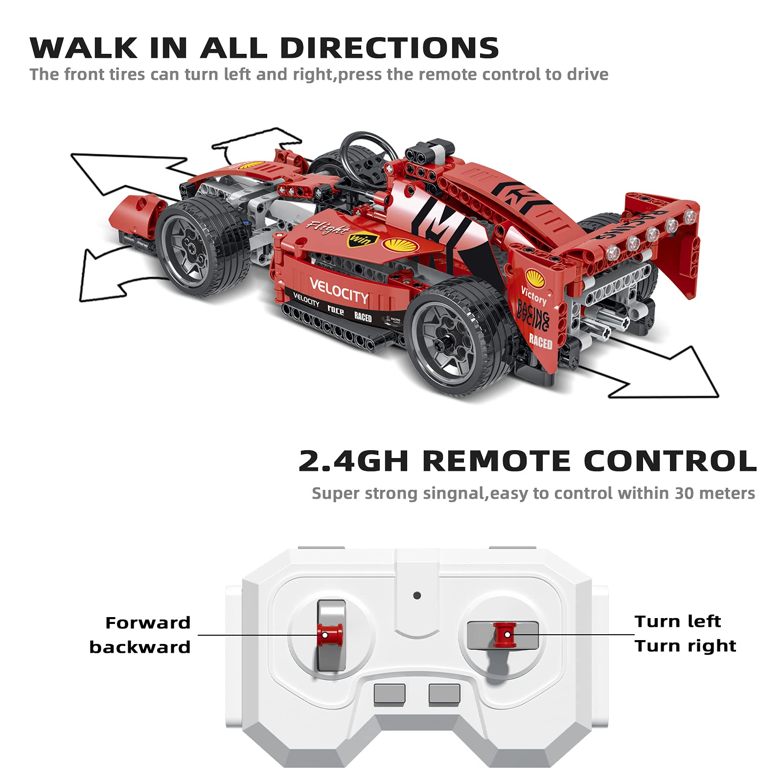 NEWRICE Remote Control Formula 1 Racing Car Building Kit,1:14 Scale Model Car,Collectible Car Building Blocks Toys,for 8+ Year Boys.Adult.New 2022(631Pieces)