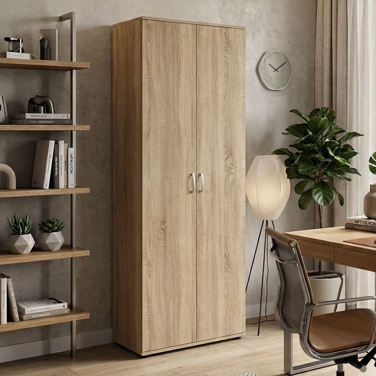 AltoBuy List - Armoire 2 Portes 6 Compartiments Aspect Bois