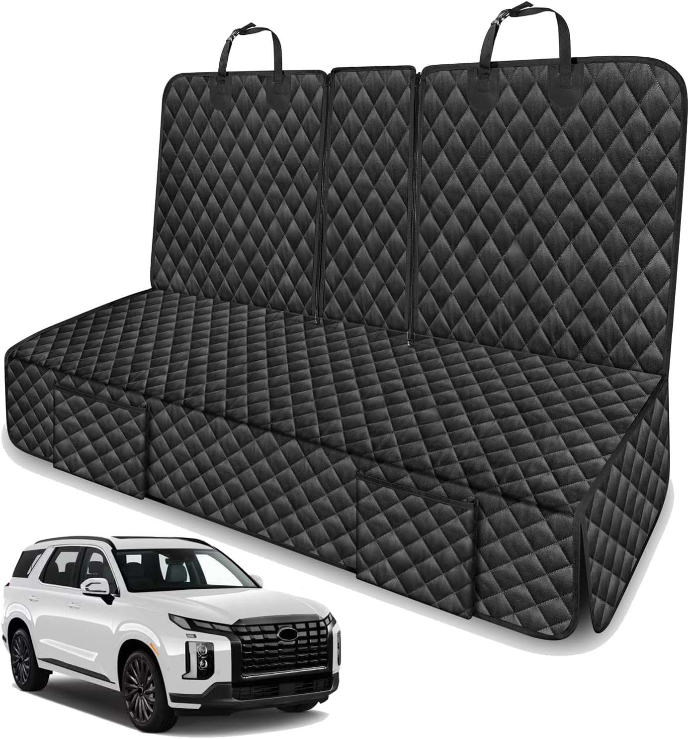 Dog Car Seat Cover for Back Seat Compatible with Hyundai Palisade Kia Telluride Volkswagen VW Altas Accessories 2000-2026, Waterproof Non-Slip Pet Bench Backseat Rear Seat Covers