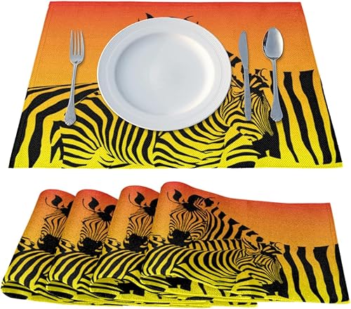 Miniatura 2 de Zebra Animal Style Placemats Set of 4 Table Mats Washable Placemat Waterproof Place Mats for Party Home Dining Table Decor 18x12 in