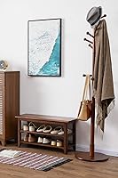 Vista 7 de XKZG Storage Bench Wooden Shoe Rack Bench Rustic Solid Wood Entryway Bench (Brown,39.4")