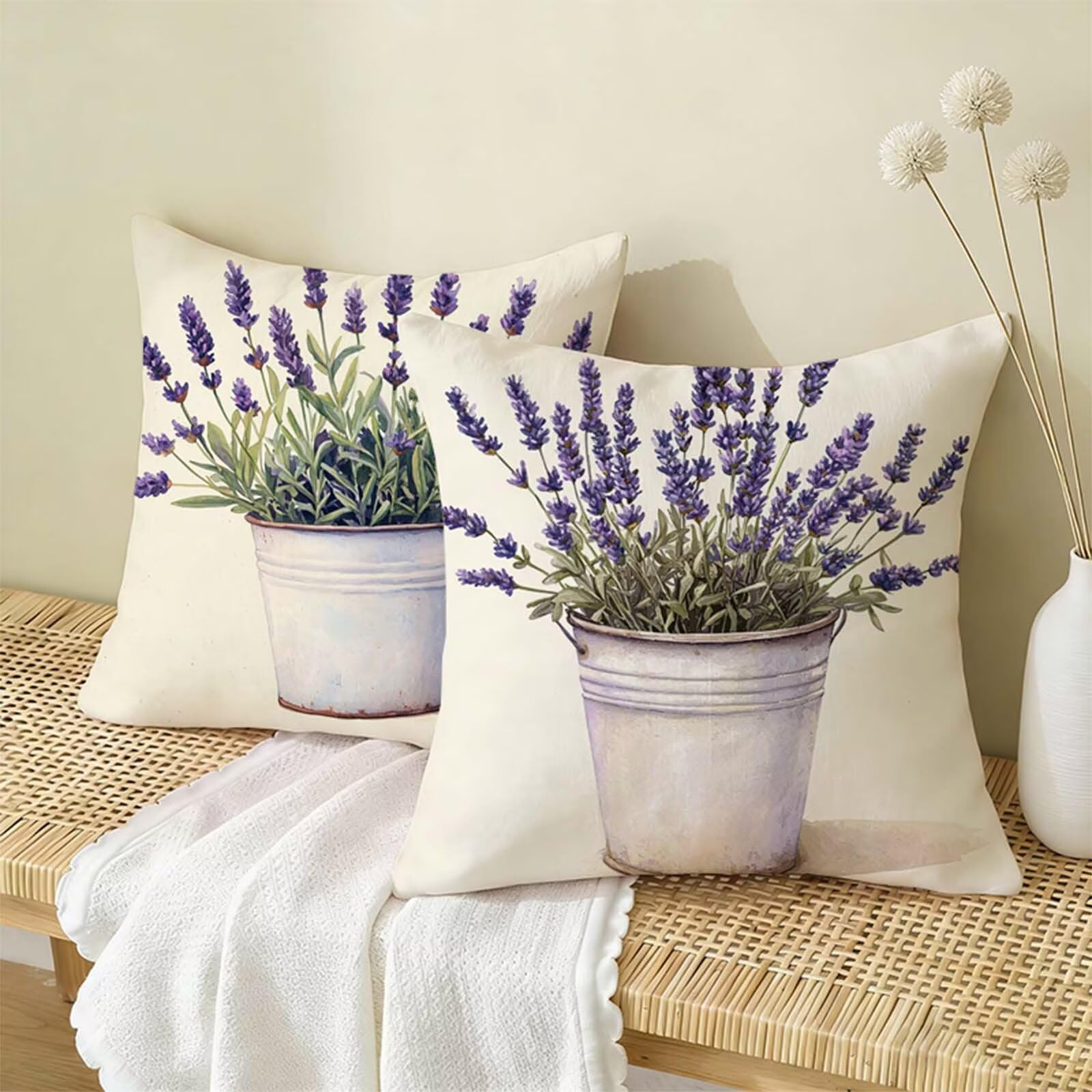 Copricuscino 80x80cm Crema Set di 2, Fiore Federe Cuscini Divano Lino, Copricuscini Impermeabili, Federe Cuscino Morbido Traspiranti Adatto a Tutte le Stagioni per Soggiorno e Camera Letto Decor X-101