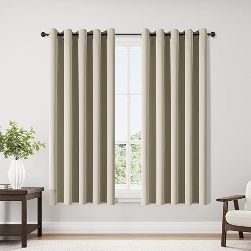 Miniatura 135 de ChrisDowa - Cortinas blackout con ojales para habitación y sala, juego de 2 paneles de cortinas con aislamiento térmico, gris oscuro, 42 x 63