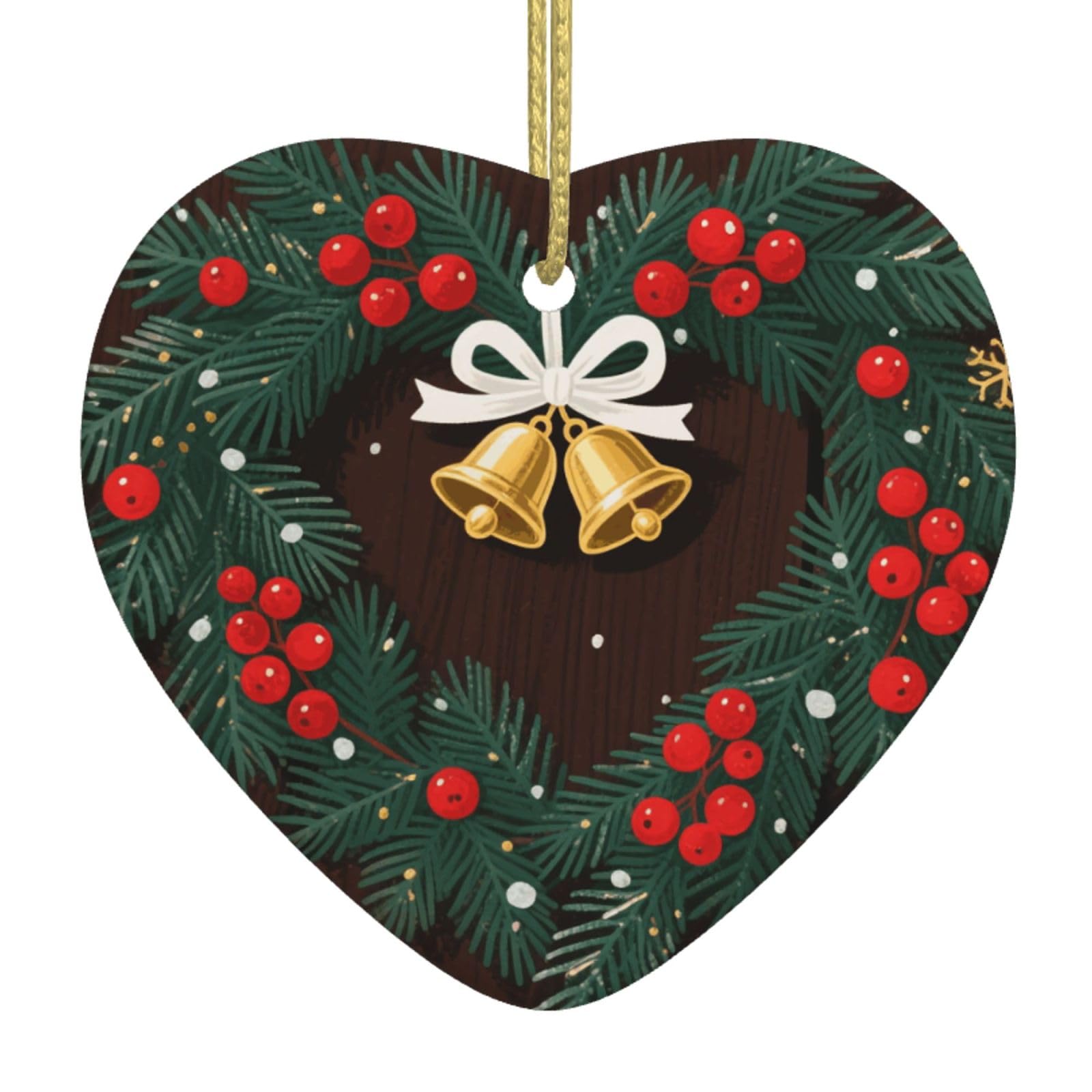 Merry Christmas Christmas Ornament 2025 Heart Ceramic Hanging Ornaments for Home Decor Christmas Decorations with Gold Rope Double-Sided Xmas Tree Ceramic Hanging for Holiday Party