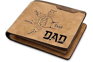 Personalized Leather Wallet with Names for Men - Unique Custom Engraved Gift for Father's Day