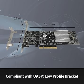 Vantec Dual Port USB 3.2 Gen2x2 (2x20Gbps) Type C PCIe Host Card, 15Watts per Port, PCIe v2.0 x8, Two USB C Dedicated Ports (UGT-PCE340C)