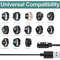 Vista 3 de 2 cargadores de reloj inteligente, cable de carga USB magnético de 2 pines de 0.112 in, cable de carga de repuesto compatible con Letsfit, YAMAY
