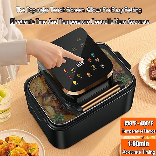 Miniatura 3 de Freidora de aire, freidora de aire visual de 12 l, horno inteligente de 1700 W con pantalla táctil digital sin aceite, temporizador y temperatura