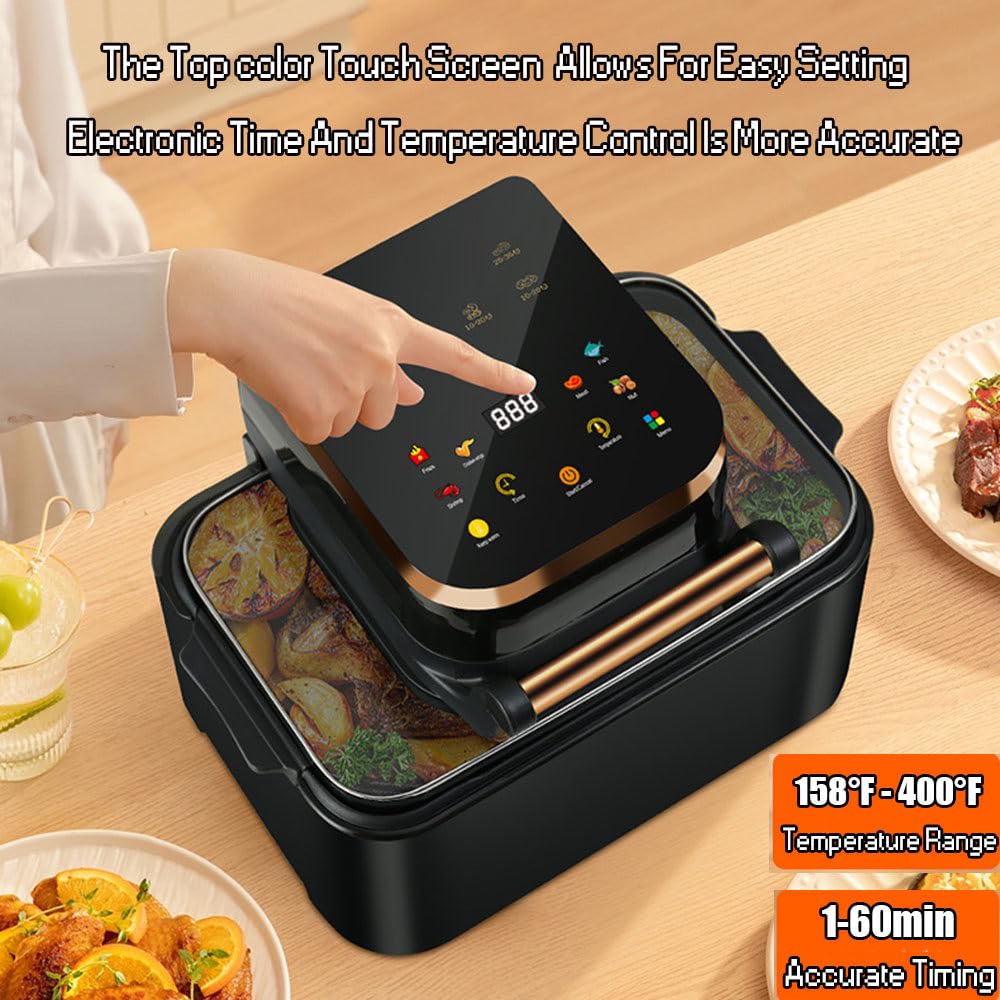 Frytkownica Powietrzna, 12l Visual Air Fryer, 1700w Smart Oven Z Cyfrowym Ekranem Dotykowym, Frytkownica BeztłUszczowa, Regulowany Czas I Temperatura,White