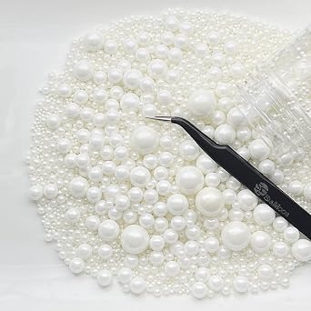 White Edible Pearl Sprinkles for Cake Decorating 5.1 OZ White Edible Pearls Edible Cupcake Decorations Halloween Christmas Cookie Decorations Edible Sugar Pearls for Cakes,Cupcakes Toppers Baby Shower Wedding Supplies with Tweezers