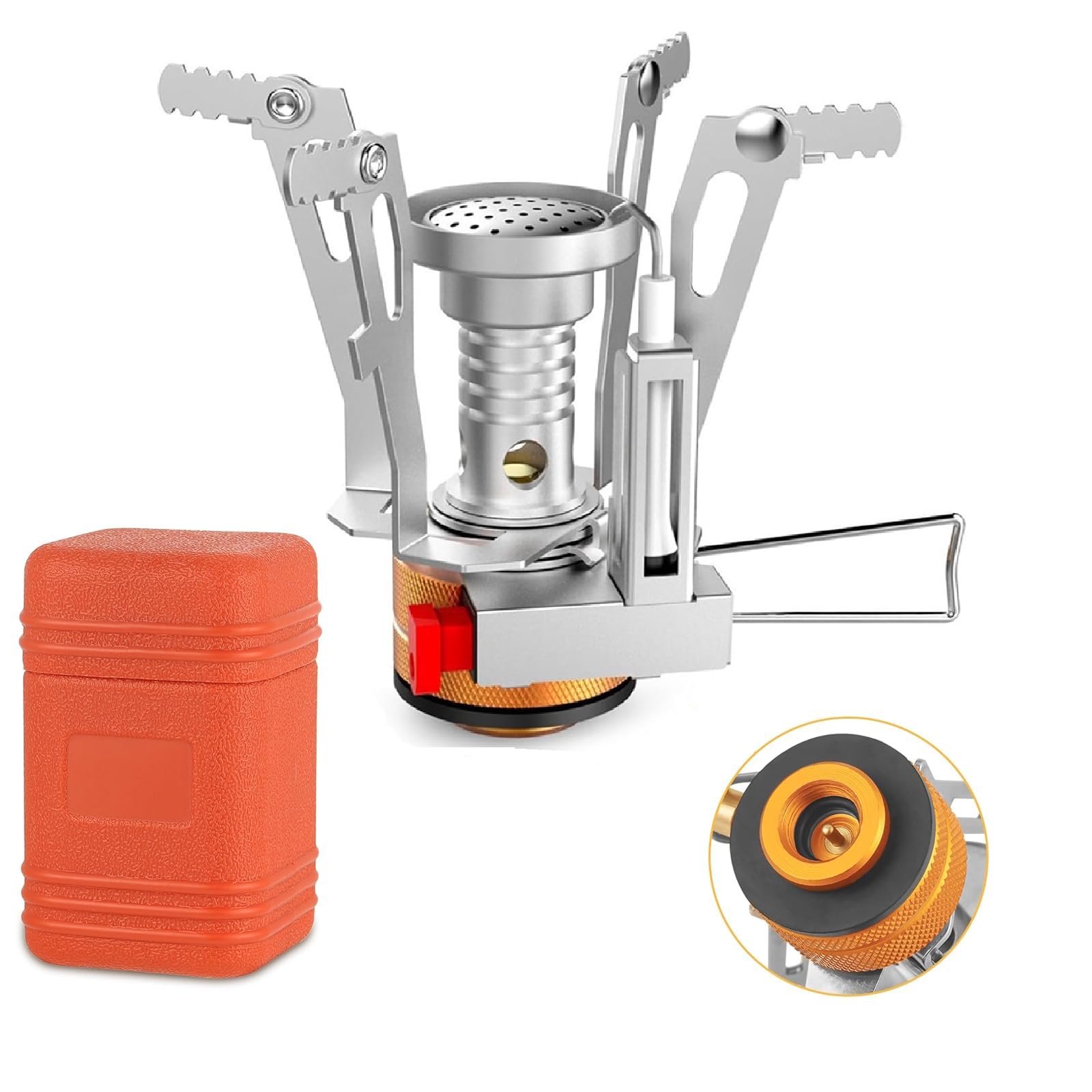 Mini fornello a gas 3000 W per esterni, con accensione piezoelettrica, portatile e compatto, bruciatore a gas per campeggio, trekking, picnic, con scatola per il trasporto