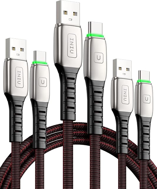 USB C Cable, 3Pack (0.5+1+2m) INIU Type C Cable 3.1A QC 3.0 Fast Charging, Zinc Alloy USB A to C Cable for Samsung Galaxy S22 S21 S20 S10 S9 S8 Huawei P30 P20 Google Pixel Sony Xiaomi Switch etc.