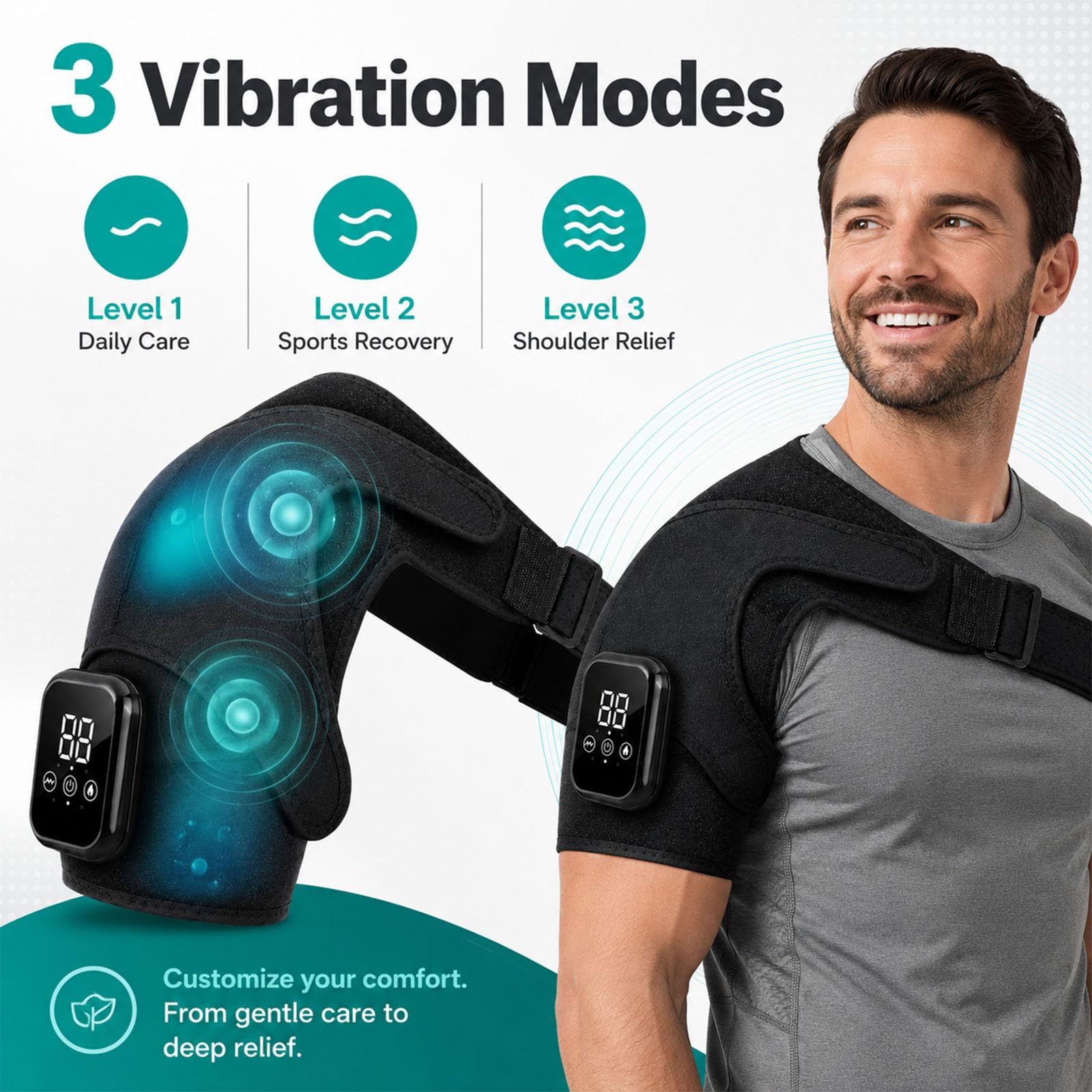 Masajeador De Hombros Inalámbrico Con Vibración y Calor,Hombrera