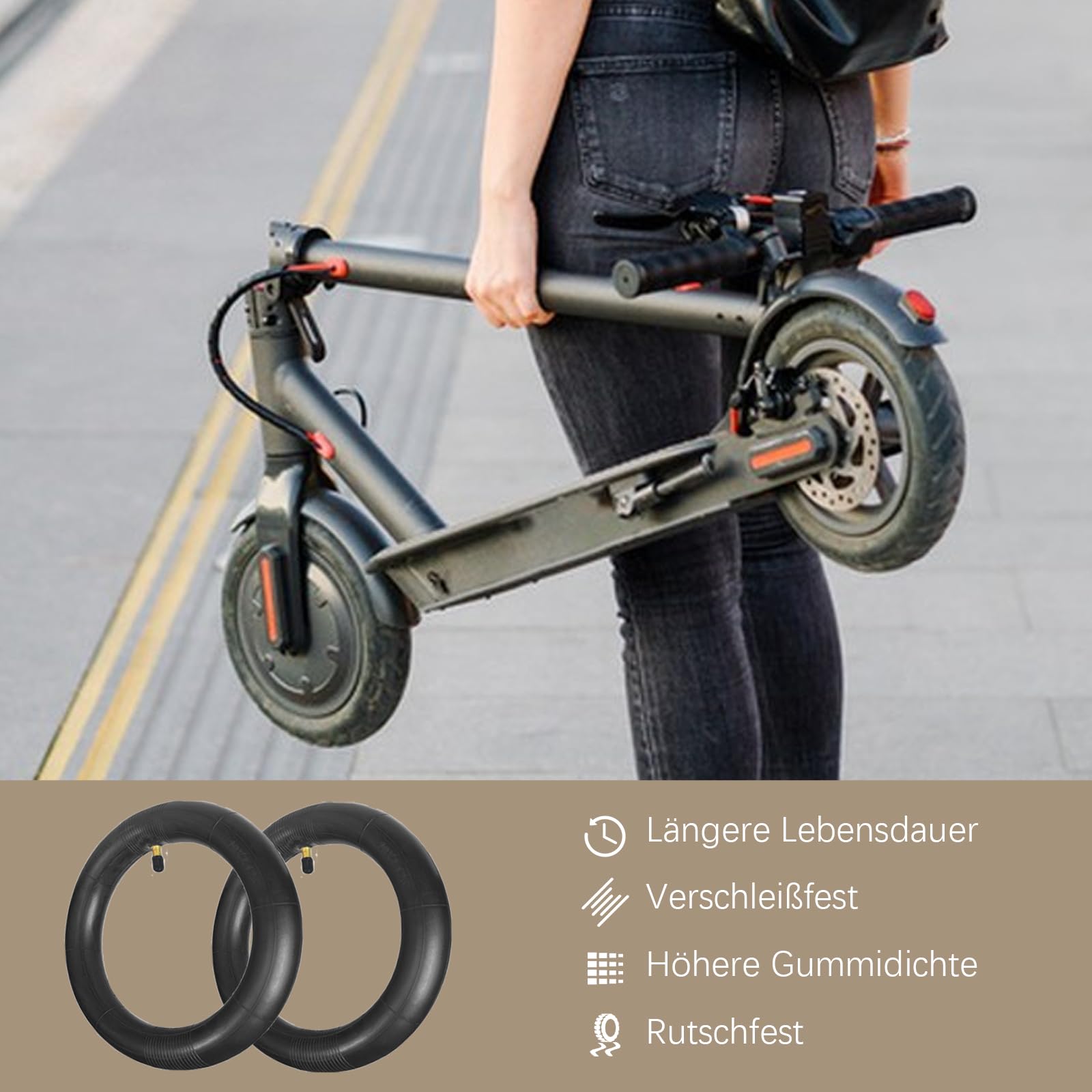 2x 10x2.125 E-Scooter Schlauch Verdickt – Für Xiaomi 4/4 Pro & Kinderwagen