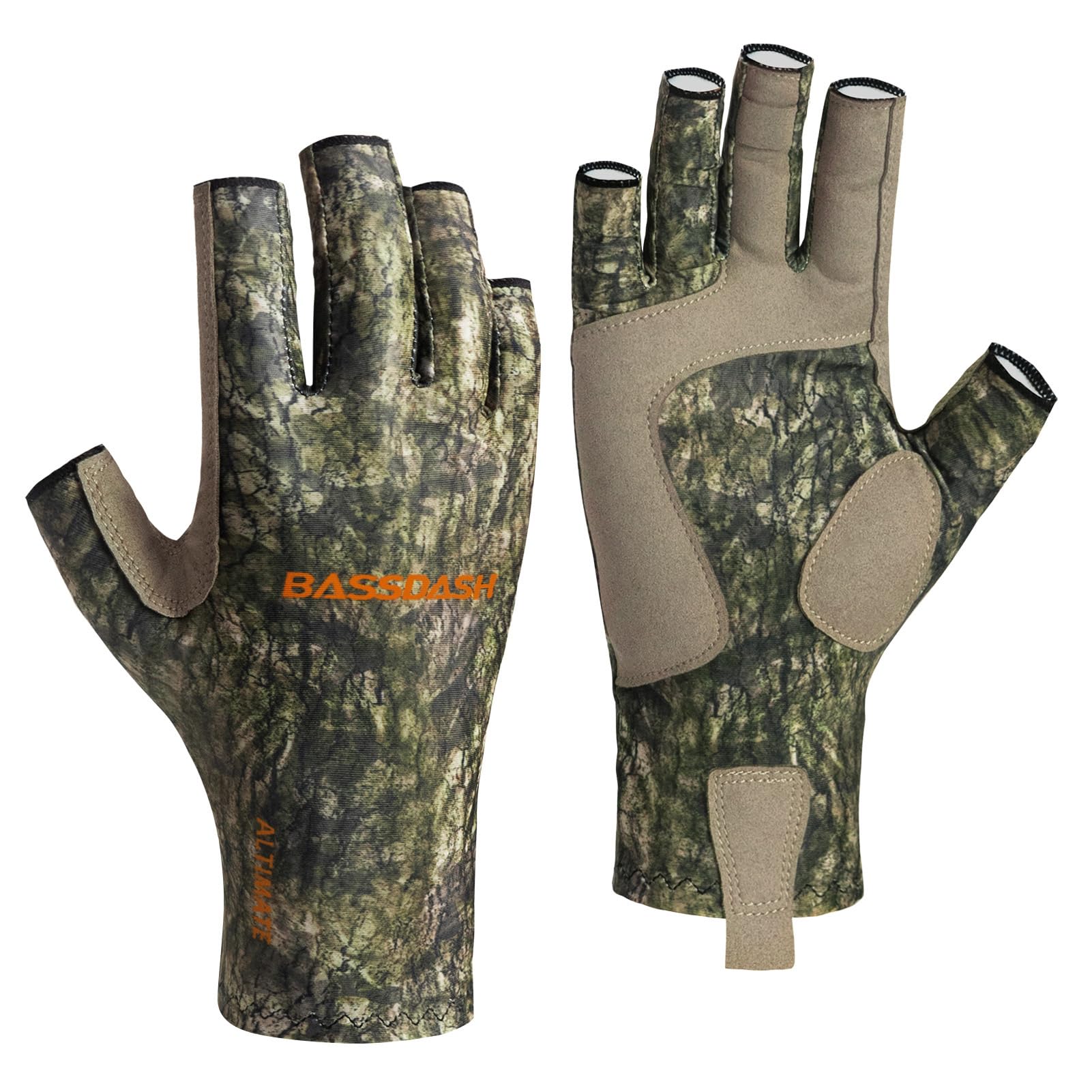 Bassdash ALTIMATE Fishing Gloves Sun Protection Fingerless Hunting UPF 50+ Men’s Women’s UV Gloves