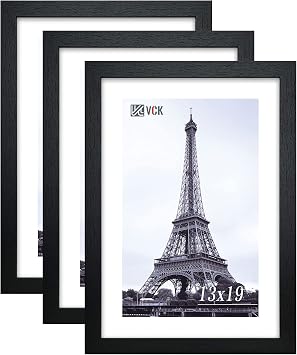 VCK 13x19 Picture Frames 3 Pack, Black Solid Wood Poster Frame, Wall Decor