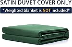Ersmak 60" x 80" Couverture de couettes pour couverture pondérée, silky & Couvre-culotte amovible Satin avec fermeture éclair & 8 Attachement sécurisé, vert émeraude